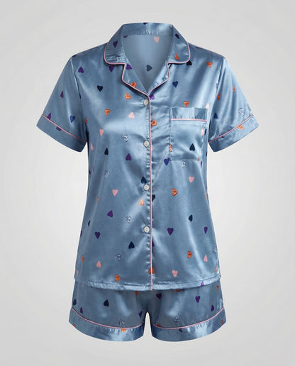 Damen Satin Pyjama Set Komfort
