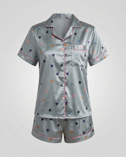 Damen Satin Pyjama Set Komfort