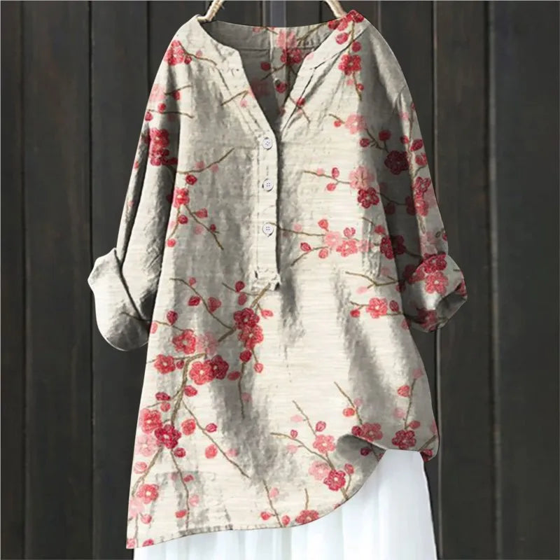 Eveloria Damenbluse Blumenmuster Baumwolle Leicht - Eveloria