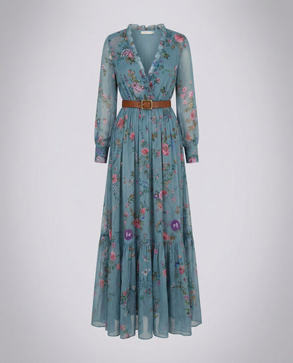 Damen Maxikleid V-Ausschnitt Boho-Stil
