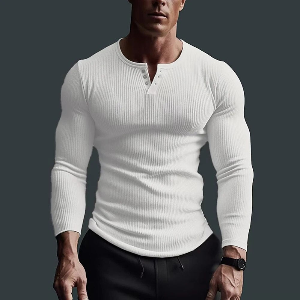 Eveloria Herren Slim Fit Henley Hemd