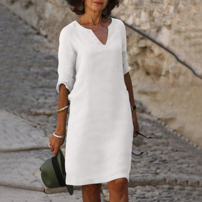 Damen Sommerkleid Leicht Feminin Baumwolle