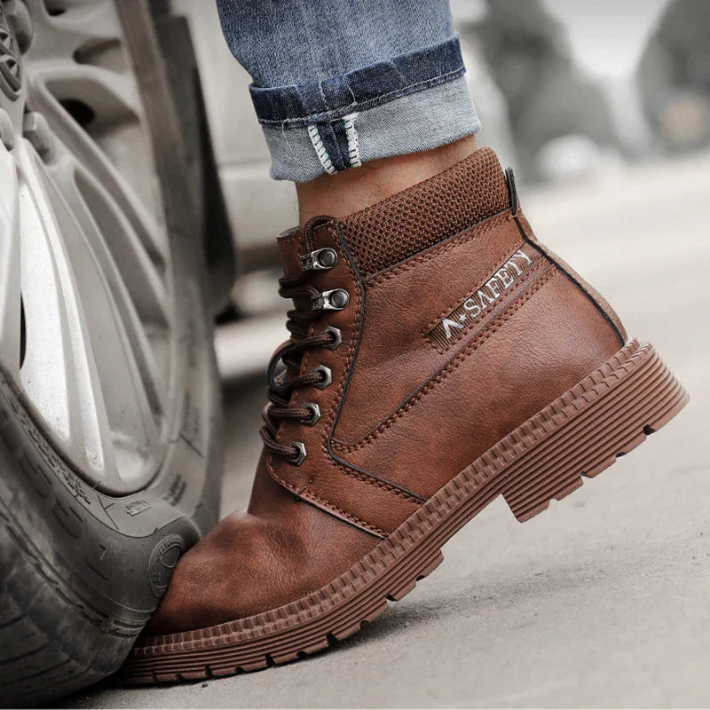 Herren Sicherheitsboots Wasserdicht Stahlkappe Braun