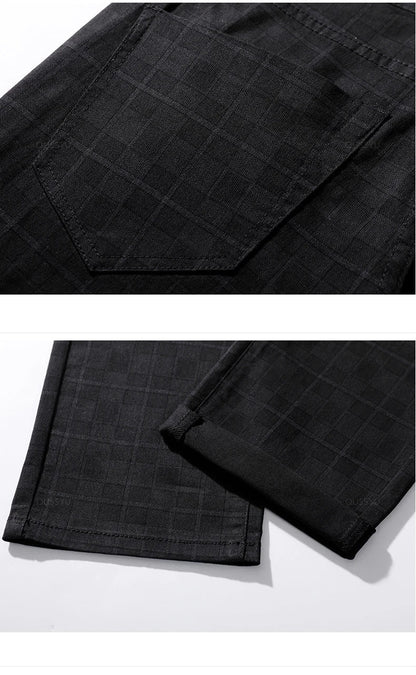 Herren Slim Fit Hosen Kariert Freizeit