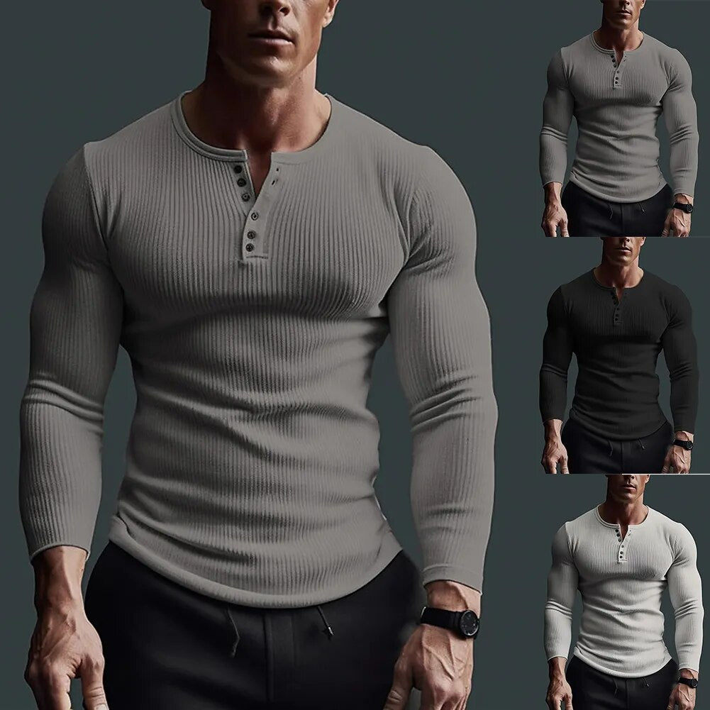 Eveloria Herren Slim Fit Henley Hemd - Eveloria
