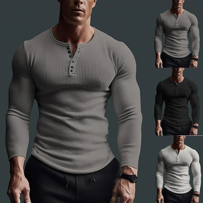 Eveloria Herren Slim Fit Henley Hemd - Eveloria