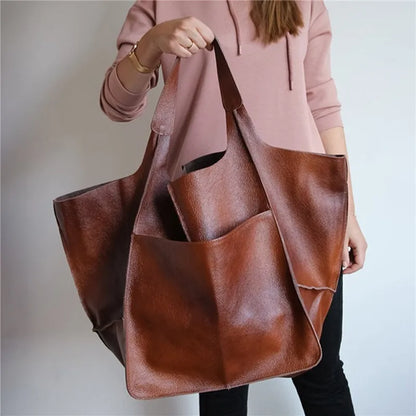 Eveloria Damen Große Einkaufstasche Oversized Baumwolle Beige
