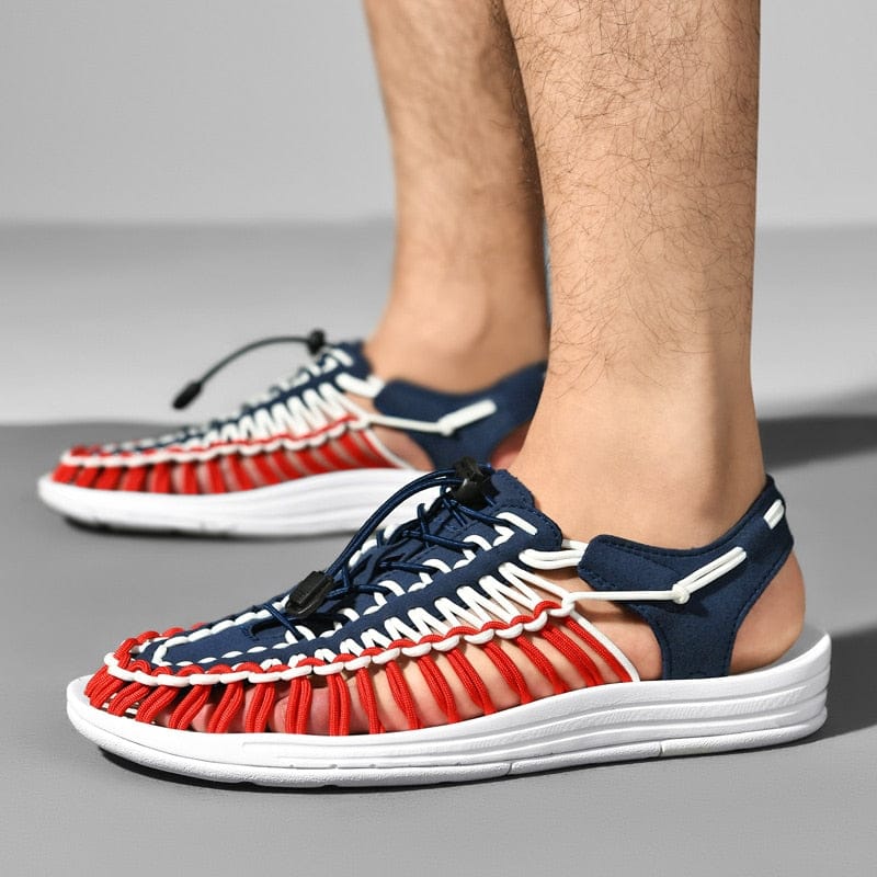 Herren Strandsandalen Runde Zehenpartie Leder Braun