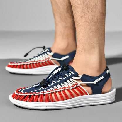 Herren Strandsandalen Runde Zehenpartie Leder Braun