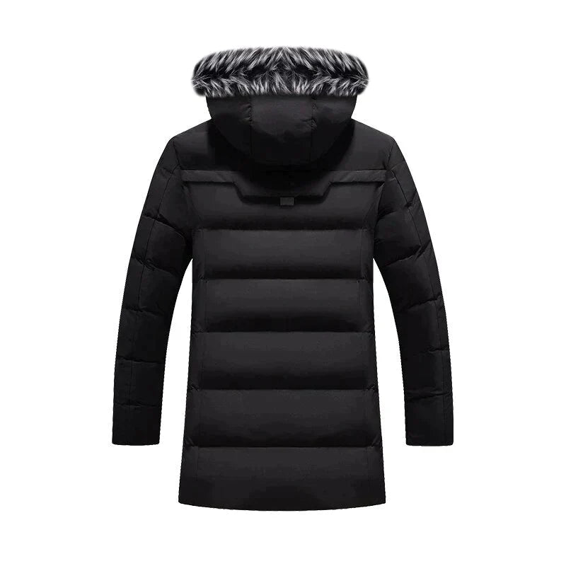 Herren Winterjacke Langer Steppmantel Kapuze Warmes Fleece