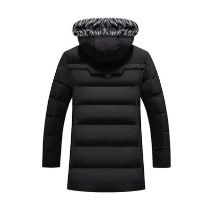Herren Winterjacke Langer Steppmantel Kapuze Warmes Fleece