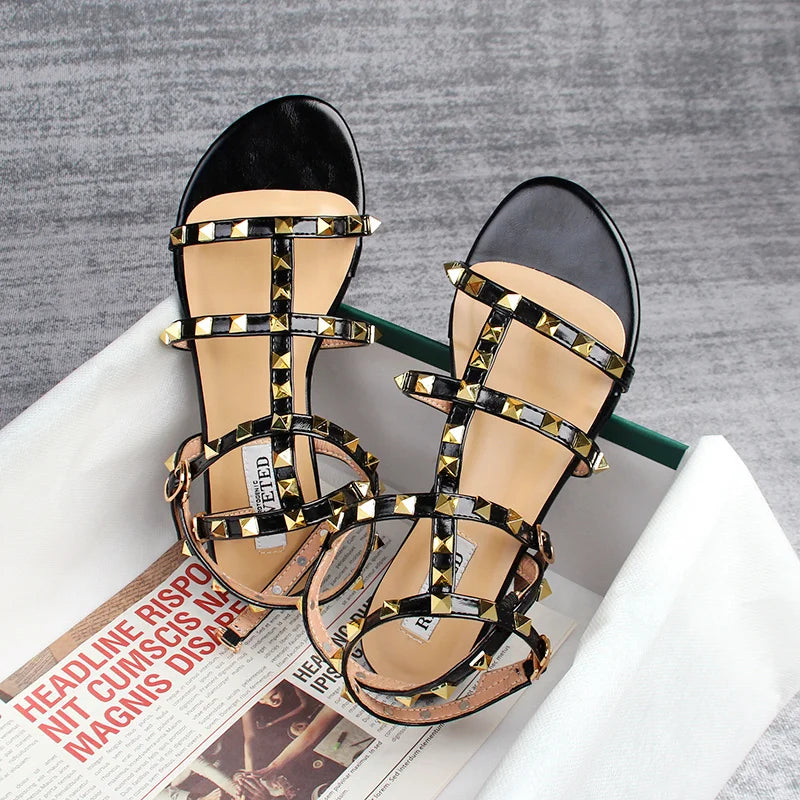 Damen Sandalen Flache Schuhe Leder Große Größe