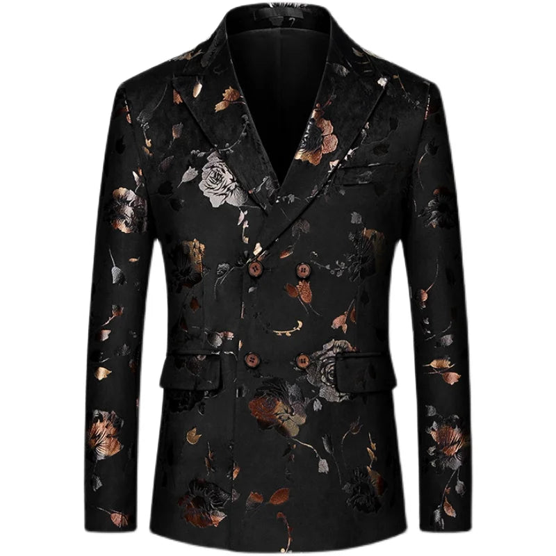 Herren Blazer Floralmuster Wollblazer Anthrazit