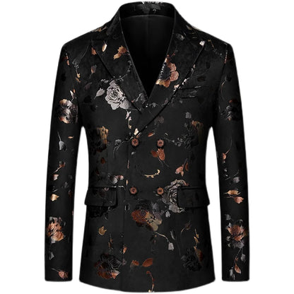 Herren Blazer Floralmuster Wollblazer Anthrazit
