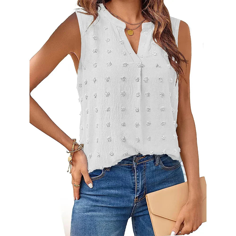 Damen Tanktop V-Ausschnitt Ohne Ärmel Blusen Sommer