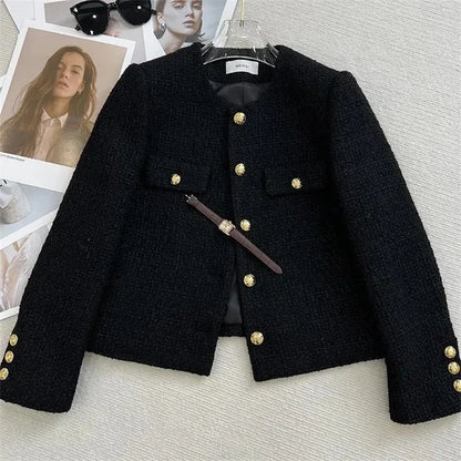 Eveloria Damen Tweed Blazer Herbst Braun