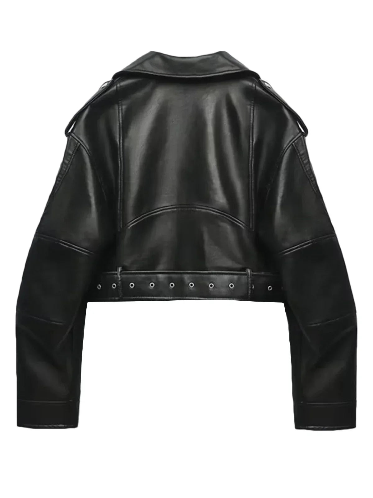 Damen Bikerjacke Cropped Asymmetrisch Leder