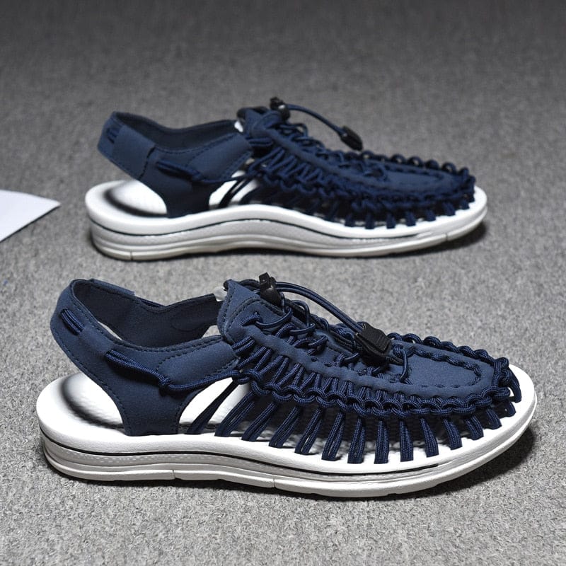 Herren Strandsandalen Runde Zehenpartie Leder Braun