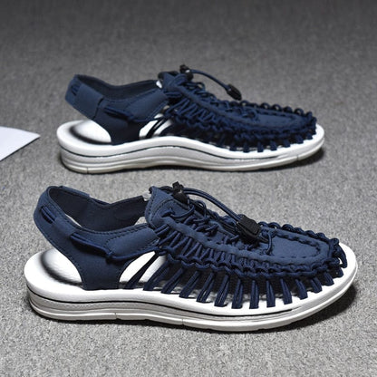 Herren Strandsandalen Runde Zehenpartie Leder Braun