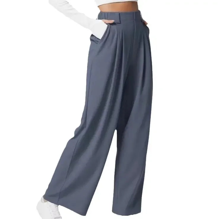 Damen Sommerhose Weitbein Hochtailliert