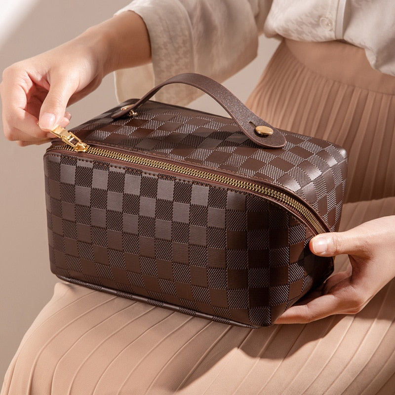 Damen Kulturtasche Kariert Groß