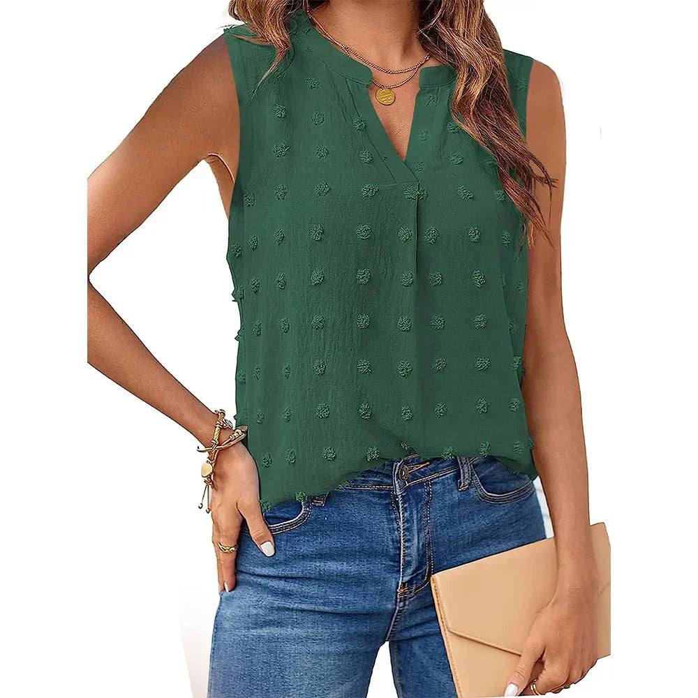 Damen Tanktop V-Ausschnitt Ohne Ärmel Blusen Sommer