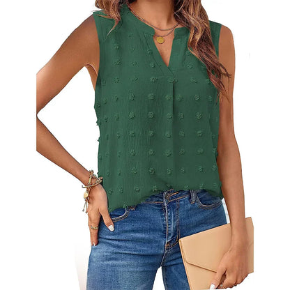 Damen Tanktop V-Ausschnitt Ohne Ärmel Blusen Sommer