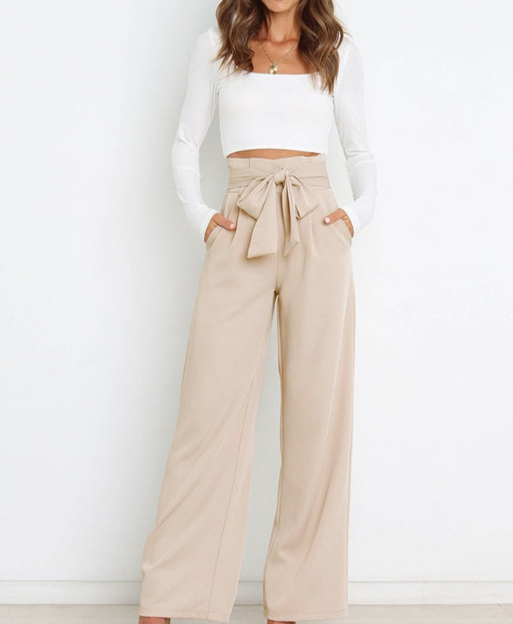 Damen Stoffhose mit Schleife Elegantes Design