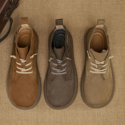 Herren Ankle Boots Weiches Leder Braun Schnürung