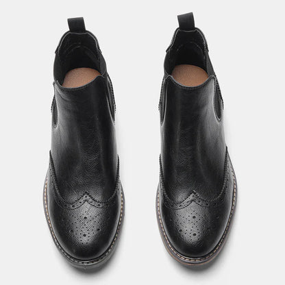 Herren Chelsea Stiefel Brogue Optik Leder