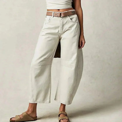 Damen Baggy Jeans Hochtailliert Lockere Passform