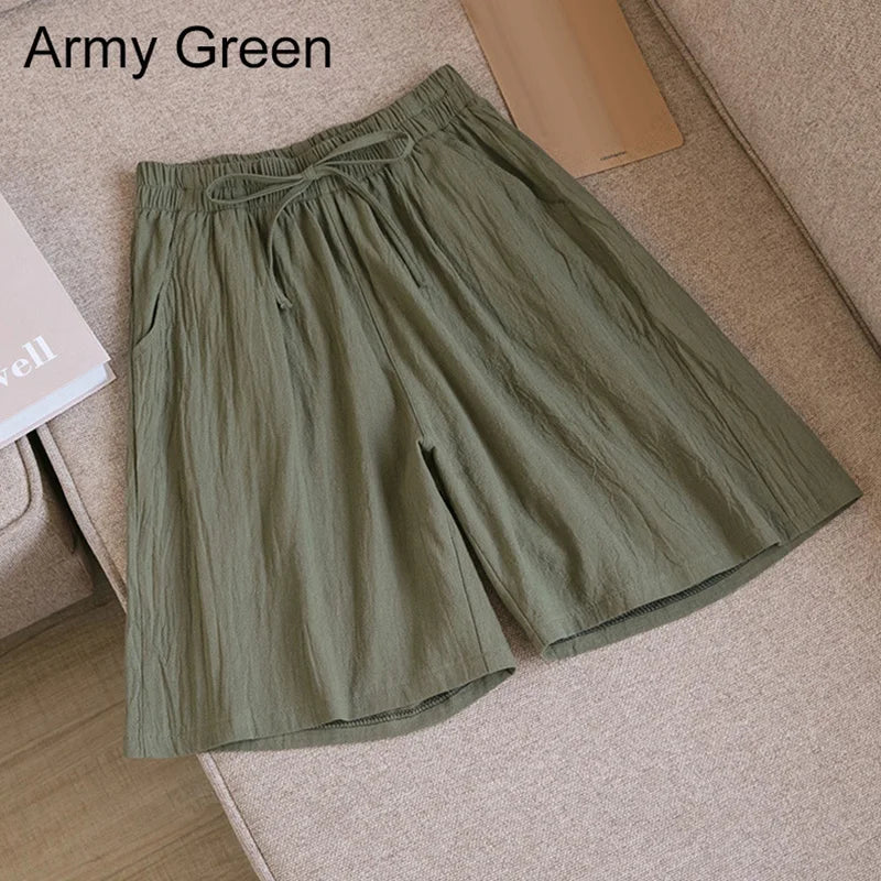 Eveloria Damen Baumwoll Shorts Knielang