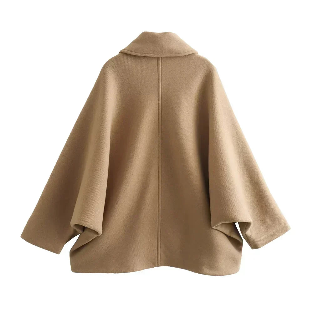 Damen Oversize Jacke Revers Knopfleiste