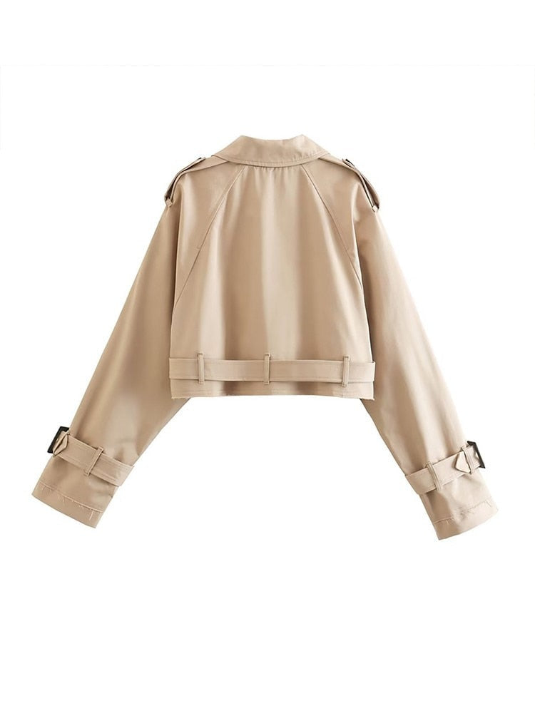 Eveloria Damen Kurzer Trenchcoat Beige