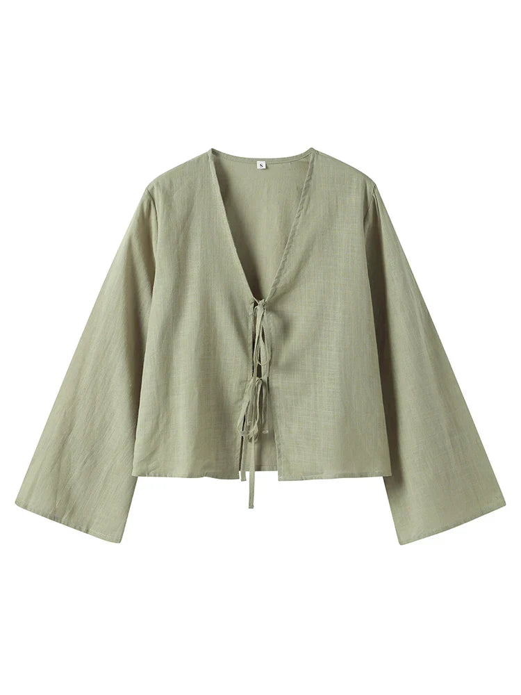 Eveloria Damen Schnür-Longsleeve-Shirt