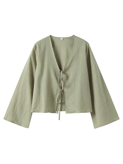 Eveloria Damen Schnür-Longsleeve-Shirt