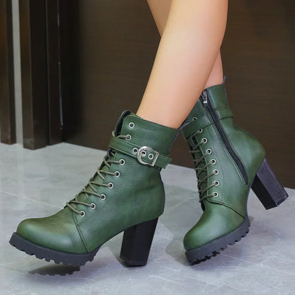 Damen Schnürstiefeletten Schnallendetail