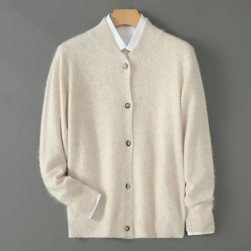Damen Weiche Strickjacke Mit Knöpfen Vorne
