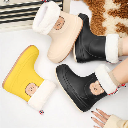 Eveloria Damen Gummistiefel Wasserdicht Knöchellang Bärenmuster - Eveloria