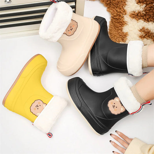 Eveloria Damen Gummistiefel Wasserdicht Knöchellang Bärenmuster - Eveloria