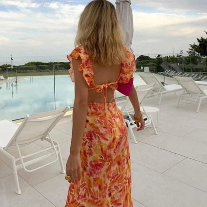 Eveloria Damenkleid Rüschen Bedruckt - Eveloria