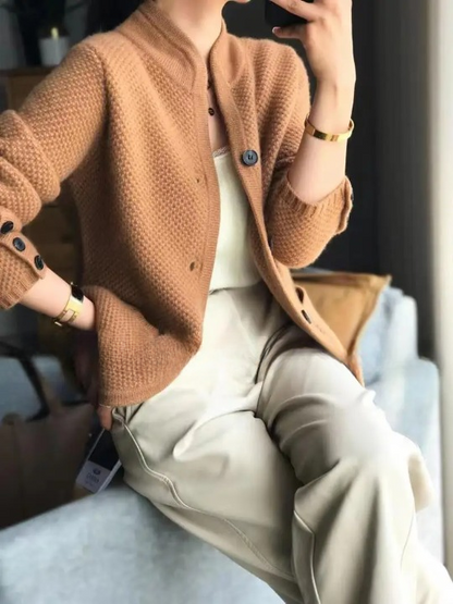 Damen Wintercardigan Mit Knöpfen Beige