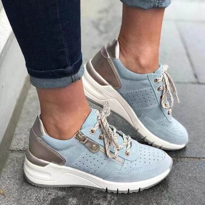 Damen Freizeit-Sneaker Runde Spitze Schnürung