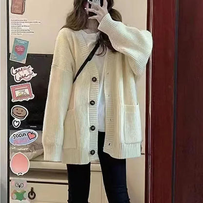 Eveloria Damen Oversize Cardigan Mit Taschen