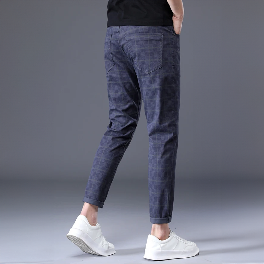 Herren Slim Fit Hosen Kariert Freizeit