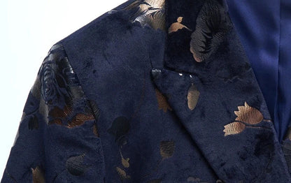 Herren Blazer Floralmuster Wollblazer Anthrazit