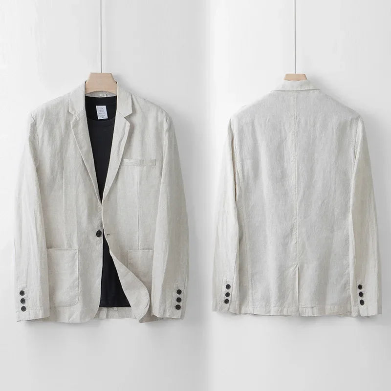 Herren Leinenblazer Leicht Beige