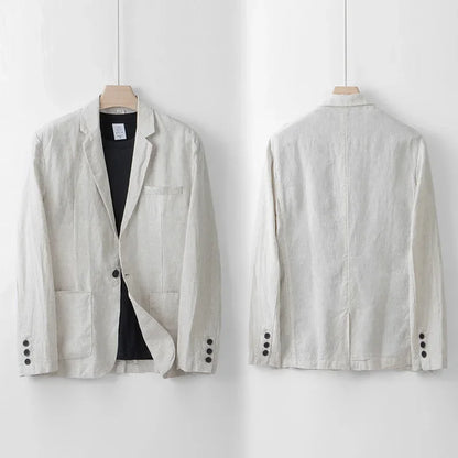 Herren Leinenblazer Leicht Beige