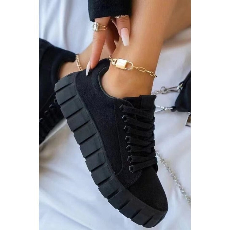 Damen Sneaker Trendoptik Schwarz - Eveloria