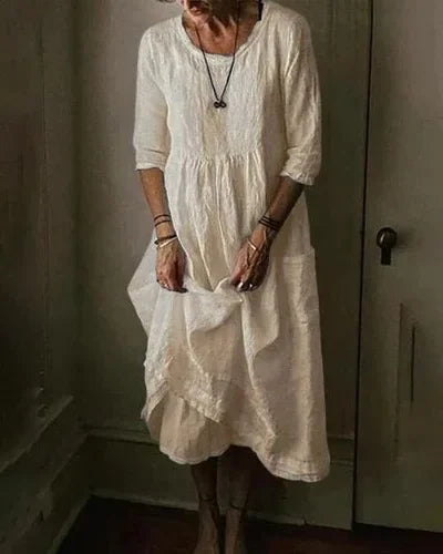 Damen Oversize Kleid Baumwolle Weiß - Eveloria